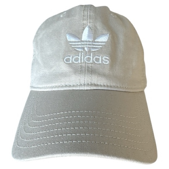 adidas Other - Adidas Beige Cotton Embroidered Logo Adjustable Strap Baseball Cap